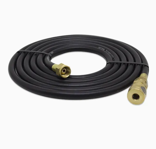 Inert gas hose quick coupler and threaded fitting close-up Inert gas hose quick coupler and threaded fitting close-up