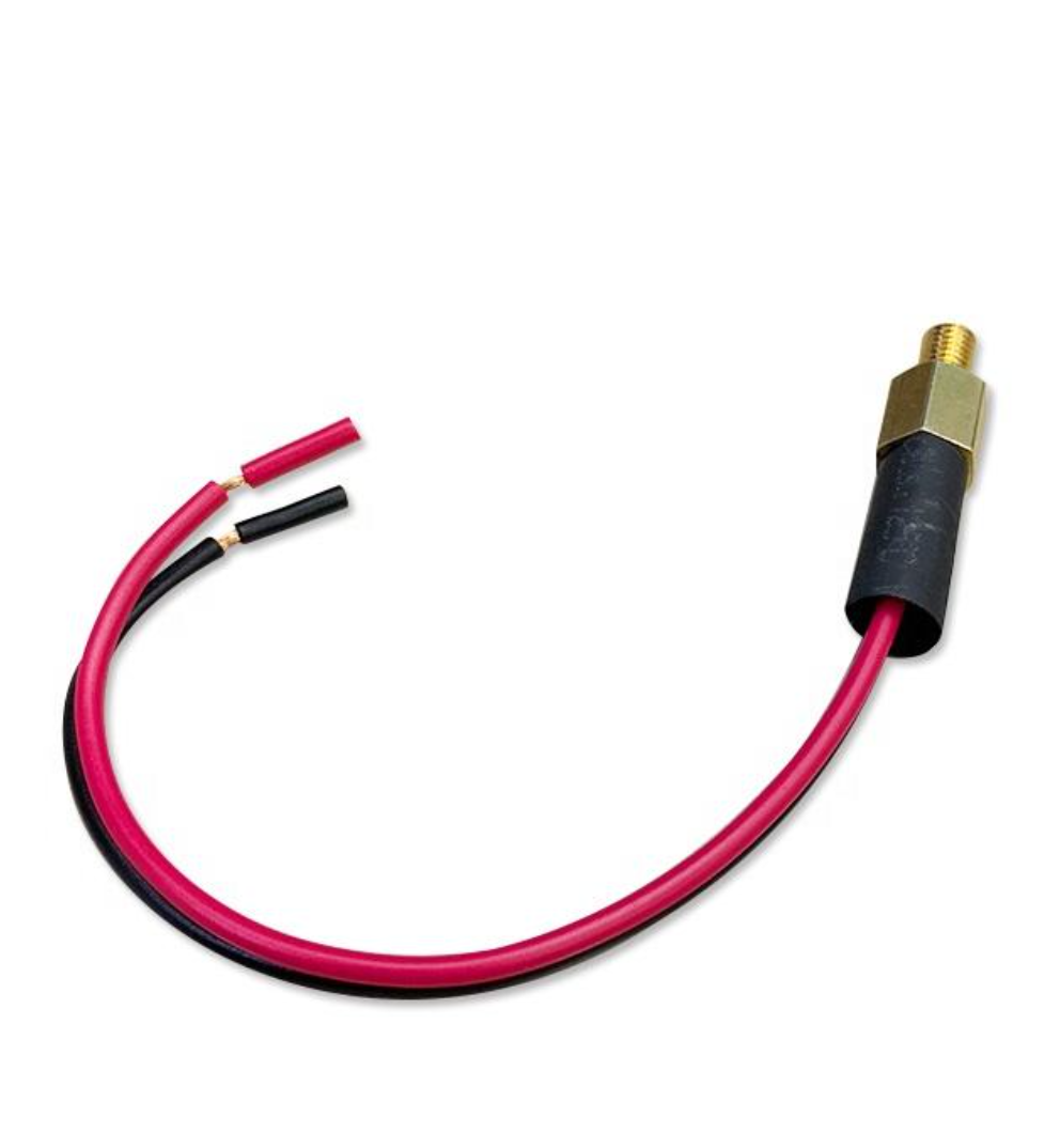 Close-up view of wiring connector and probe of CNG air temperature sensor