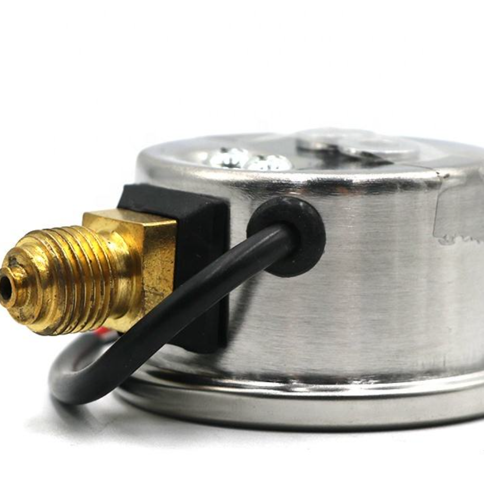 CNG Pressure Gauge Dial and Thread Connector Close-up